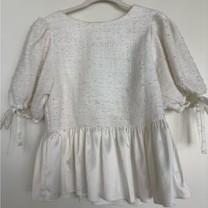 Chic Ivory Women's Blouse with Textured Design